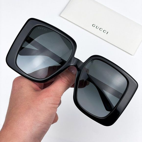 Gucci GG1314S 001 Sunglasses Black Dark Grey Oversized Square Women - Picture 3 of 13